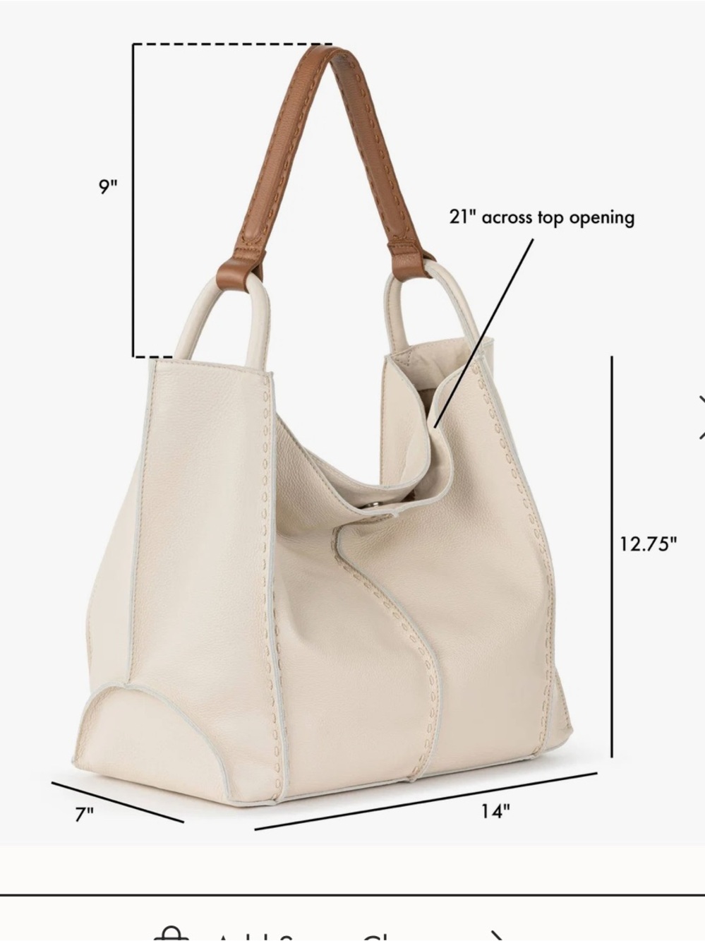 The Sak Los Feliz Large Tote In Stone White Leather Hobo Tote Bag - Picture 3 of 8